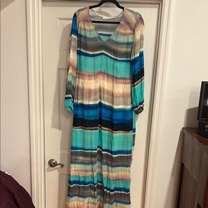 Blue Long Sleeve V-Neck maxi